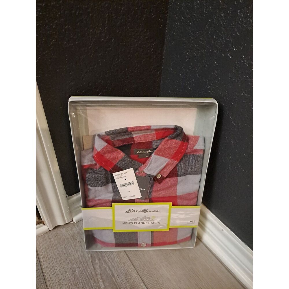 Eddie Bauer Flannel Shirt Mens Medium Plaid Pocket Long Sleeve Cotton - Picture 1 of 5